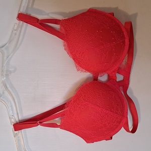 32DD Red Victoria's Secret Very Sexy Strappy Front Closure Push-up Bra
